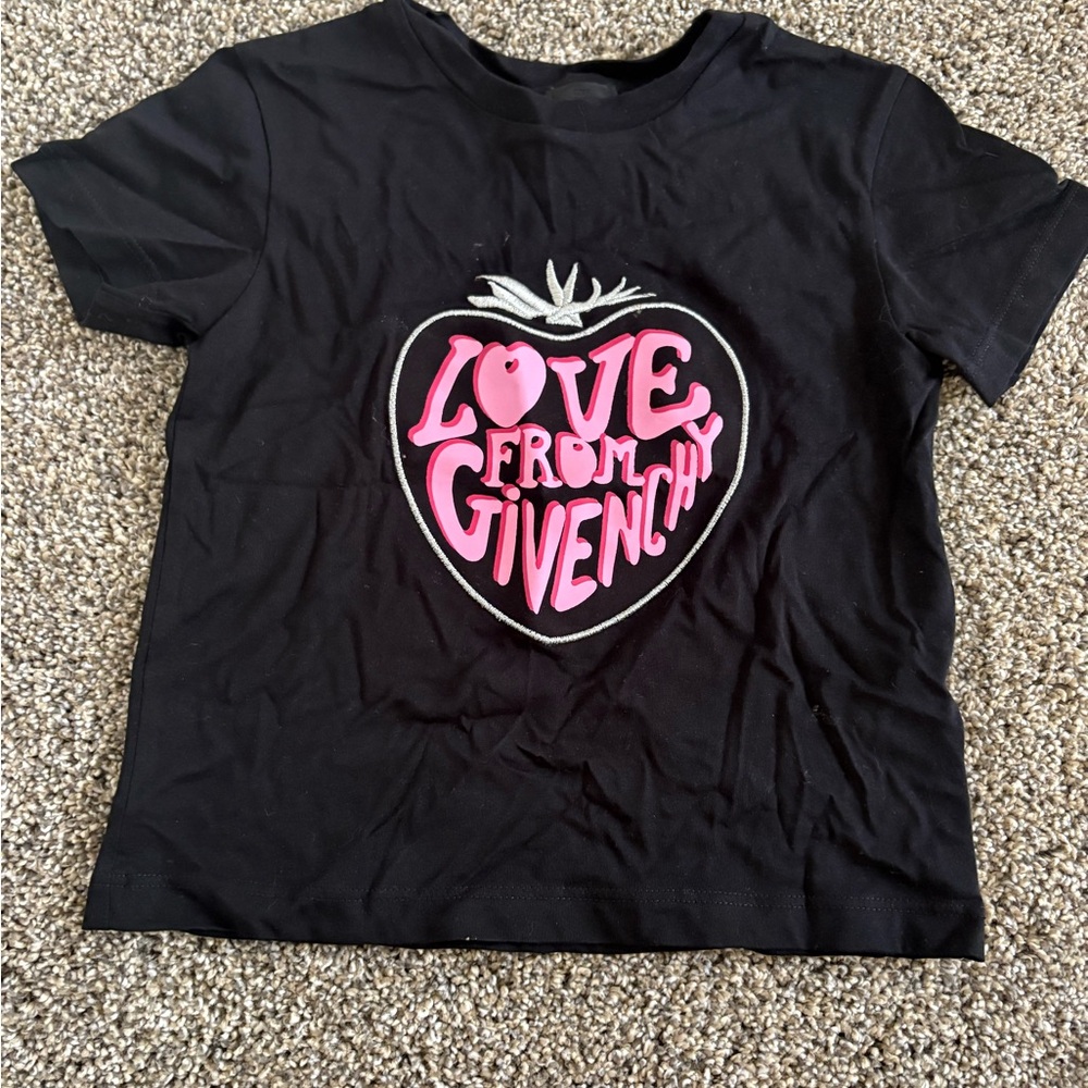 Givenchy Kids Black T-Shirt with Pink Design